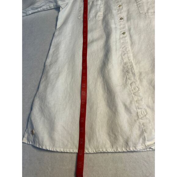 NWI Lilly Pulitzer Sea View Linen Long Sleeve Button Down Resort White Top-Small - Picture 12 of 14